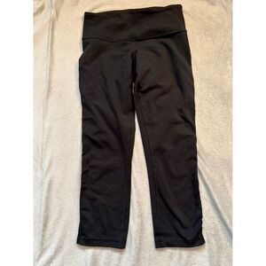 Lululemon Wunder Under Crop Leggings Womens 4 Black Velvet Trim High‎ Rise